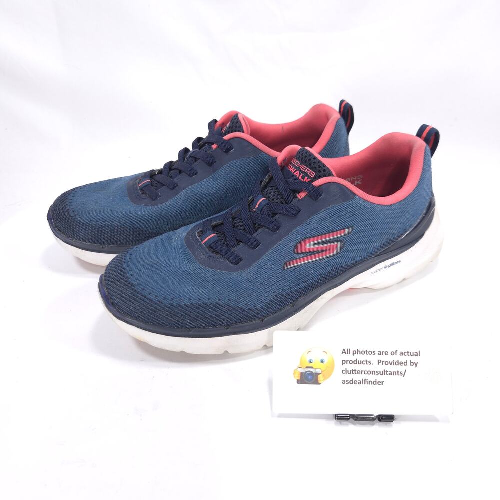 Skechers Gogo Mat Casual Slip On Shoe Womens Size 6 124545 Blue Pink White